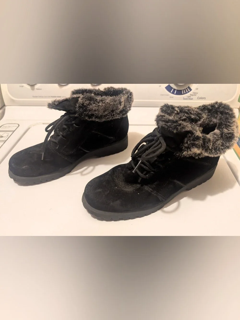 Cobbie Cuddlers Boots Womens Sz-8 nkle Booties 27910 Black Suede Faux Fur Trim